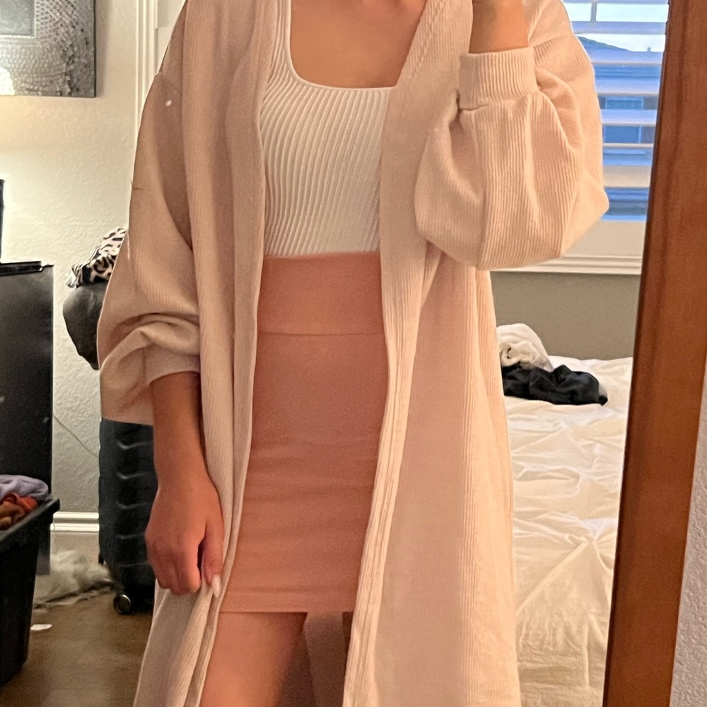 Fashionable cute cream cardigan - Small
